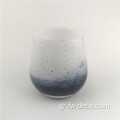 Sky Blue Base Bubble Pattern Glass Candle Holder